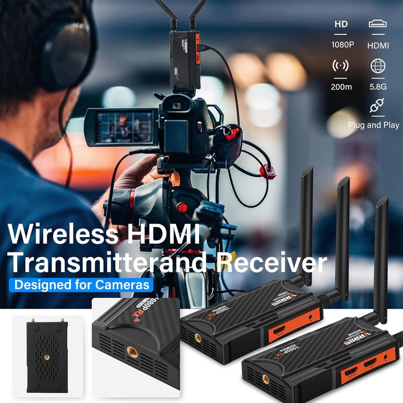 Vrriis RX Only, Wireless HDMI Extender Receiver, Up to 1 TX to 4 RX Connections, Max Line-of-Sight Transmission Distance 1 TX to 1 RX (250m), 1 TX to 2 RX (230m), 1 TX to 3 RX (210m), 1 TX to 4 RX (190m) - Image 3